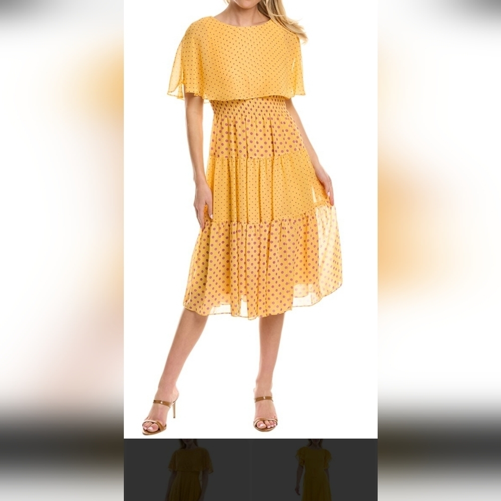 Maison Tara Polka Dot  Yellow Dress Size 14